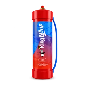 King Whip 3.3L 2000g cream charger tank with blue carry handle