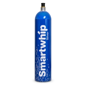 Smartwhip Silver 640g cream charger tank, blue cylinder of food-grade nitrous oxide